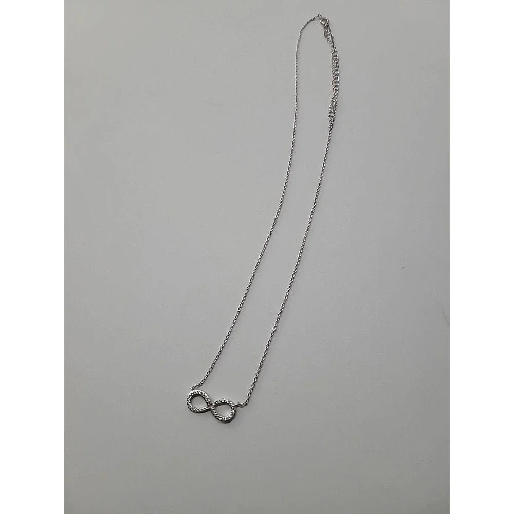 Vintage Infinity Symbol Necklace Silver Tone Pave Crystal‎ Pendant Minimalist